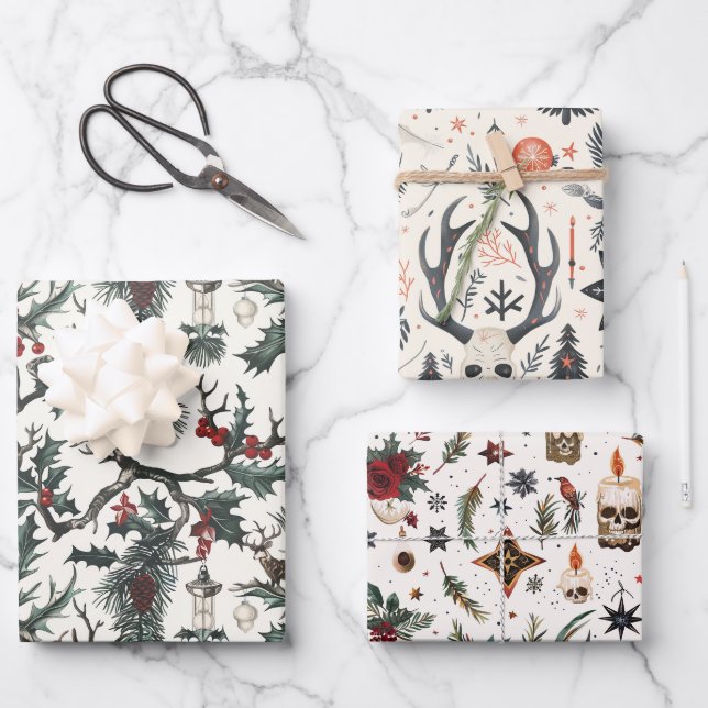 Weihnachten, Heide, Nordic Holiday Geschenkpapier Set (Vorderseite)
