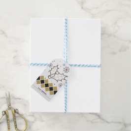 Weihnachten, heilig, schwarz und goldfarben Streif Geschenkanhänger