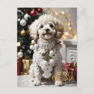 Weihnachten. Heimtier. Süßer Welpe.  Postkarte