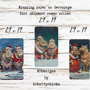 Weihnachten Herr & Mrs. Hippo Decoupage Geschenkpapier Set
