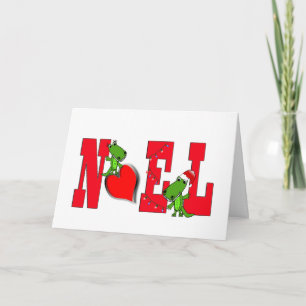 Weihnachten Herz Niedliche Alligatorkarte auf weiß