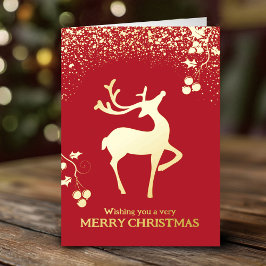 Weihnachten hetzendes Rentier rot gold einfach ind