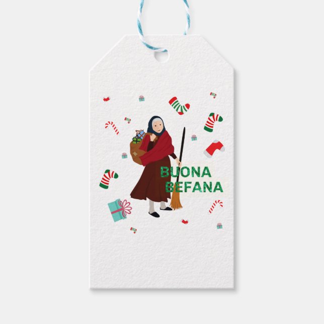 Weihnachten Hexe buona Befana Geschenkanhänger (Vorderseite)