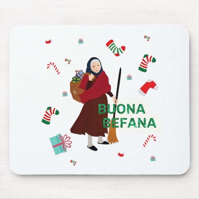 Weihnachten Hexe buona Befana Mousepad (Vorne)