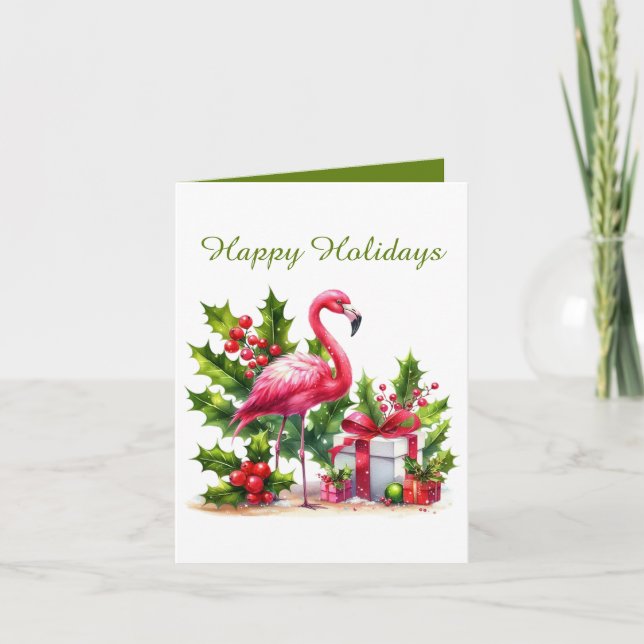 Weihnachten hinzufügen Text pink Flamingo (Vorderseite)