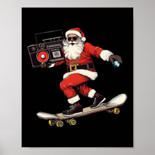 Weihnachten Hip Hop Santa Claus Skateboardfahren m Poster