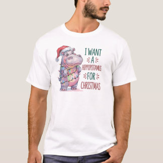 Weihnachten Hippopotamus Funny T-Shirt