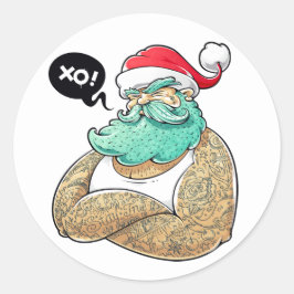 Weihnachten Hipsta Santa Claus Runder Aufkleber