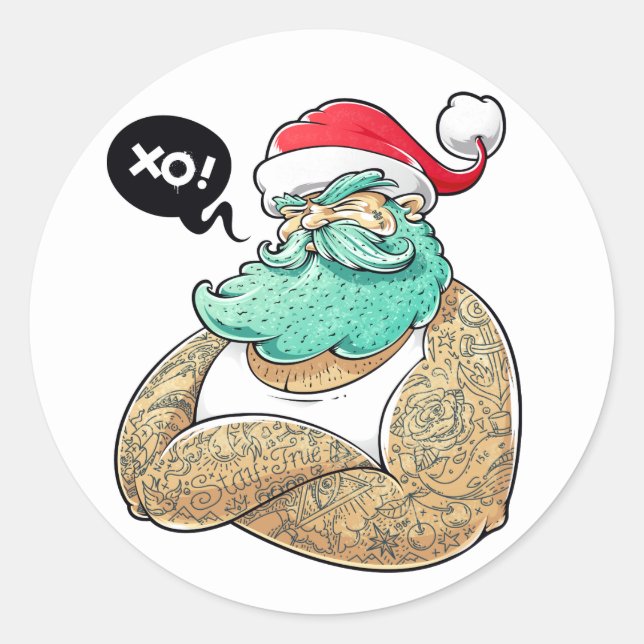 Weihnachten Hipsta Santa Claus Runder Aufkleber (Vorderseite)