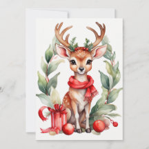 Weihnachten Hirsch in Rotem Scarf Ferienkarte