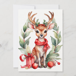 Weihnachten Hirsch in Rotem Scarf Ferienkarte