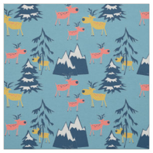 Weihnachten, Hirsche, Wald, Weihnachtsbäume, Urlau Stoff