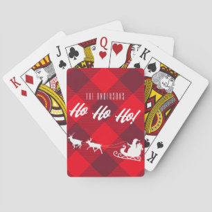 Weihnachten Ho Ho Ho Ho! Santa Red Buffalo Kariert Spielkarten