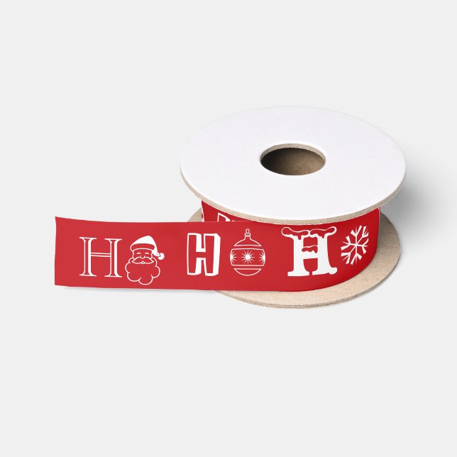 Weihnachten Ho Ho Rot und Weiß niedlich Satinband (Spule)