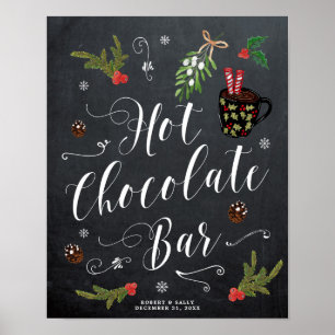 Weihnachten Hochzeit heiße Schokolade Bar Zeichen Poster