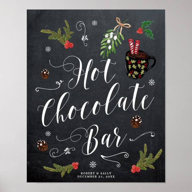 Weihnachten Hochzeit heiße Schokolade Bar Zeichen Poster (Vorne)