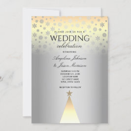 Weihnachten Hochzeit Silber und Gold Schneeflocken Einladung