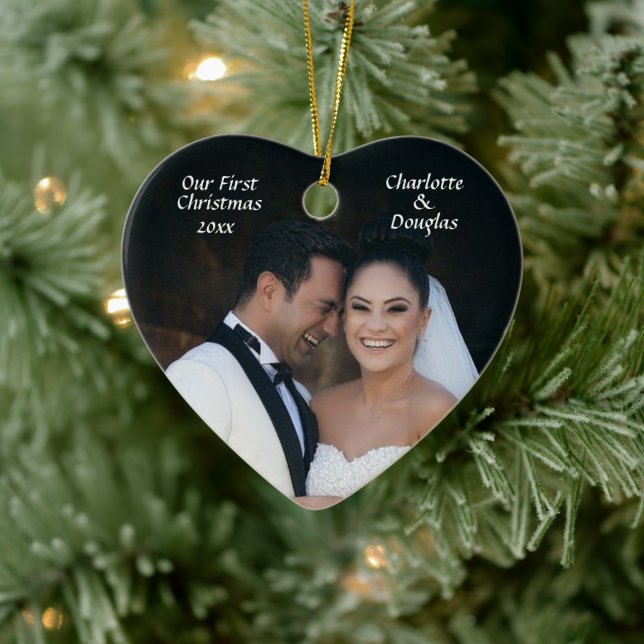 Weihnachten - Hochzeitsfest - Foto Keramik Ornament (Baum)