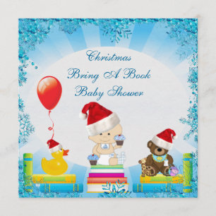 Weihnachten holen eine Buch-Baby-Blau-Babyparty Einladung