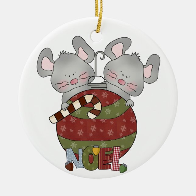Weihnachten Holiday Mäuse Weihnachtsfeier Keramikornament (Vorne)