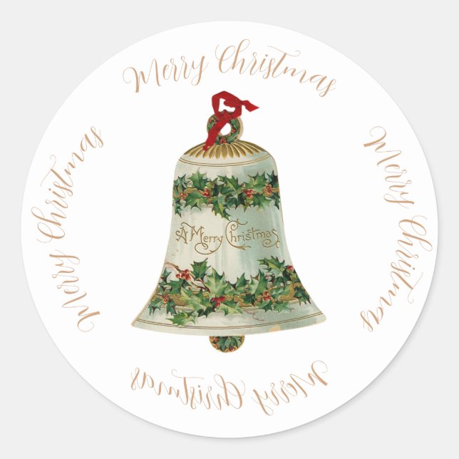 Weihnachten Holly Bell & Weihnachten Gruß Runder Aufkleber (Vorderseite)