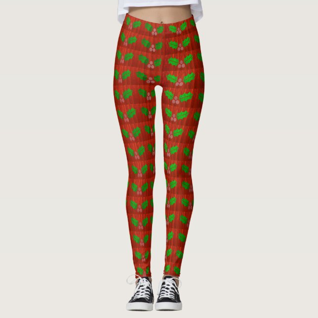 Weihnachten Holly Berries All-Over-Print-Leggings Leggings (Vorderseite)