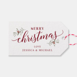 Weihnachten Holly Berries Elegant Frohe Weihnachte Geschenkanhänger