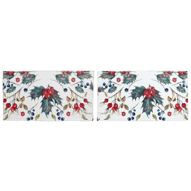 Weihnachten Holly & Berries Pillowcases Kissenbezug (Vorderseite-Set)