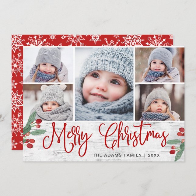 Weihnachten Holly Berry Rustic 5 FOTO (Vorne/Hinten)