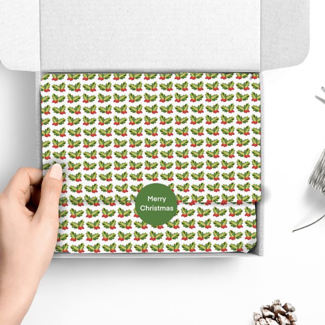 Weihnachten - Holly Blätter & Berries Bells & Gesc Seidenpapier (Von Creator hochgeladen)