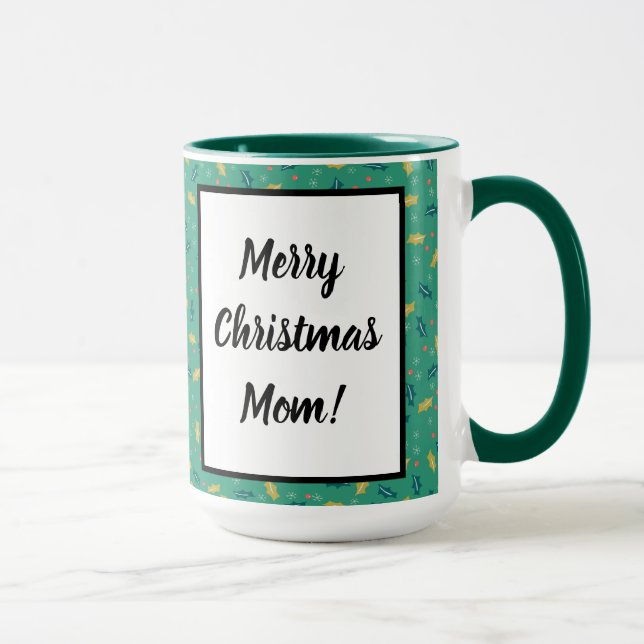 Weihnachten Holly Blätter & Berries mit Schneefloc Tasse (Rechts)