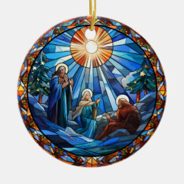 Weihnachten Holly Familie Buntglas Stil Keramik Ornament