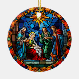 Weihnachten Holly Familie Buntglas Stil Keramik Ornament