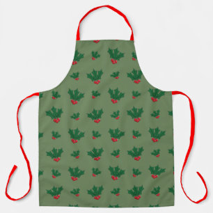 Weihnachten Holly Gemusterte All-Over-Print-Schürz Schürze
