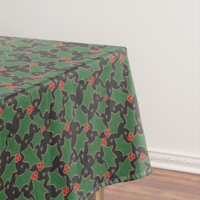 Weihnachten Holly Green und Gold Tischdecke (Beispiel)