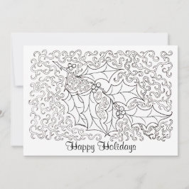 Weihnachten Holly Happy Holidays Card to Color