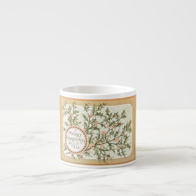 Weihnachten Holly Hübsch Antique Gruß Espressotasse (Vorderseite)