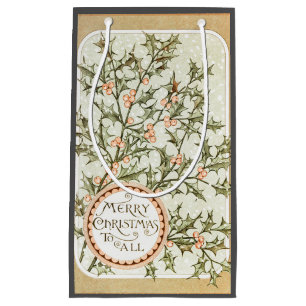 Weihnachten Holly Hübsch Antique Gruß Kleine Geschenktüte