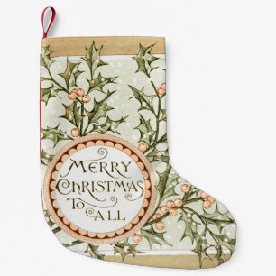 Weihnachten Holly Hübsch Antique Gruß Kleiner Weihnachtsstrumpf