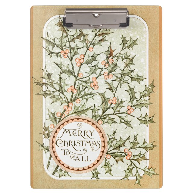 Weihnachten Holly Hübsch Antique Gruß Klemmbrett (Vorderseite)