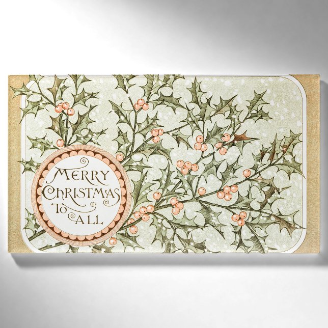 Weihnachten Holly Hübsch Antique Gruß Namenschild (Vorderseite)