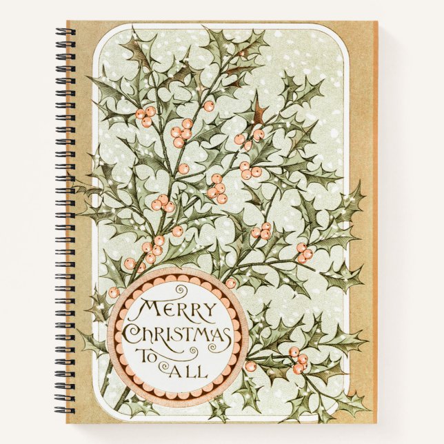 Weihnachten Holly Hübsch Antique Gruß Notizbuch (Vorderseite)
