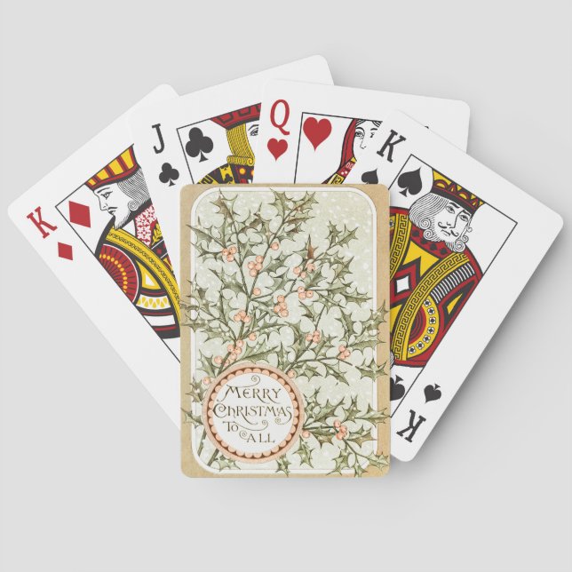 Weihnachten Holly Hübsch Antique Gruß Spielkarten (Rückseite)