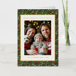 Weihnachten Holly Leaf Foil Holiday Foto Card