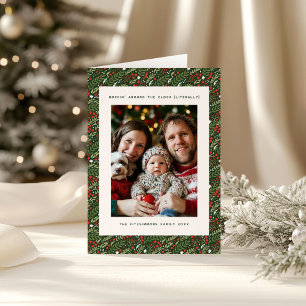 Weihnachten Holly Leaf Urlaub Familie Fotokarte Karte