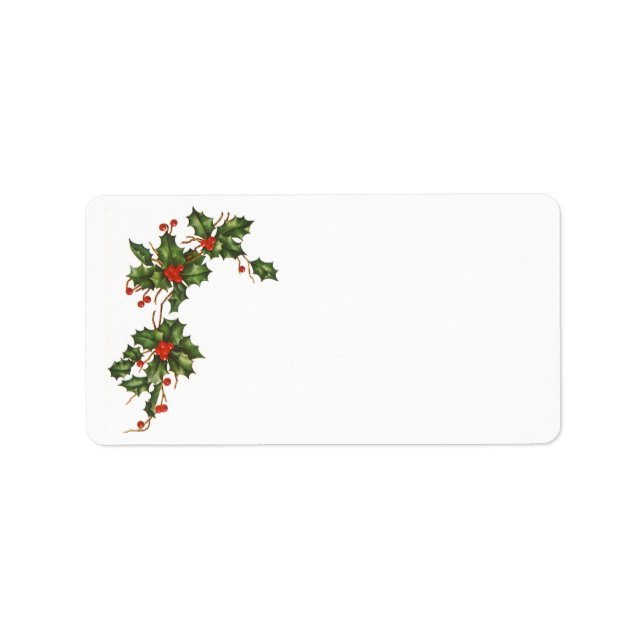 Weihnachten, Holly-Pflanze mit Roten Berries Adressaufkleber (Vorne)