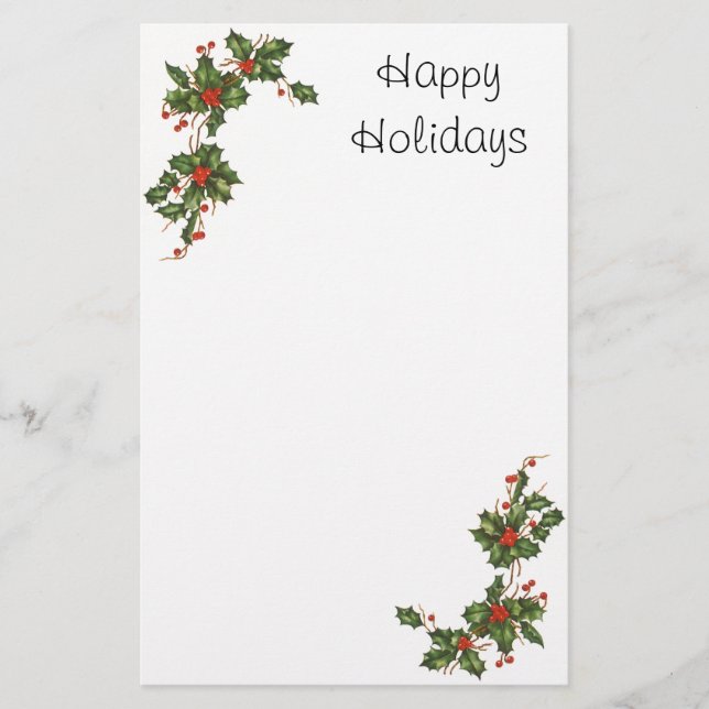 Weihnachten, Holly-Pflanze mit Roten Berries Briefpapier (Vorderseite)
