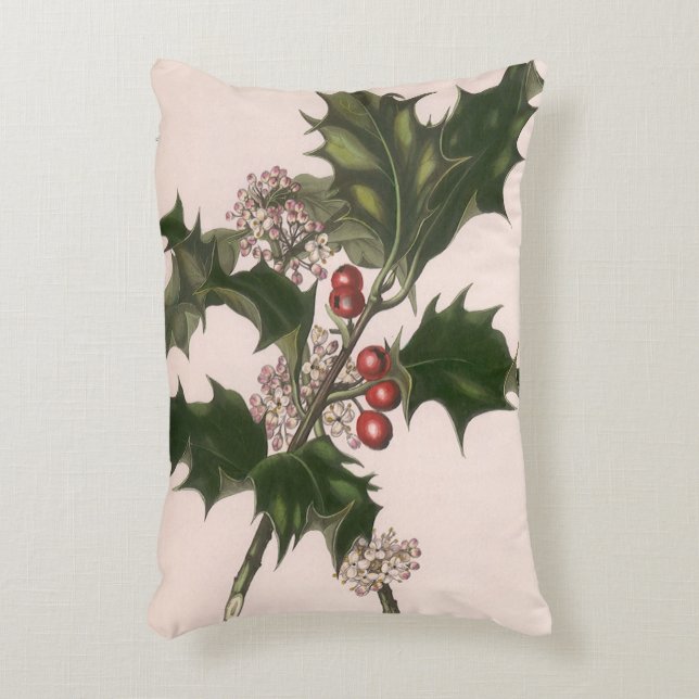 Weihnachten, Holly-Pflanze mit Roten Berries Dekokissen (Vorderseite(Vertikal))