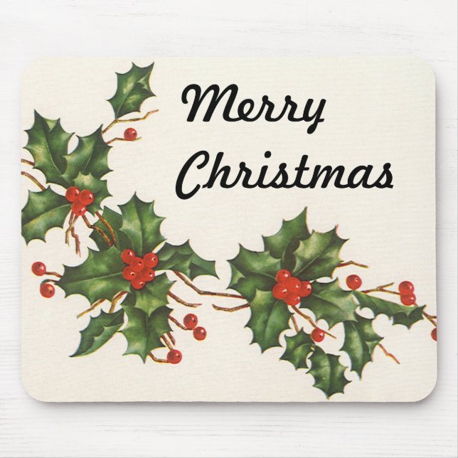 Weihnachten, Holly-Pflanze mit Roten Berries Mousepad (Vorne)