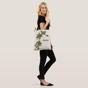 Weihnachten, Holly-Pflanze mit Roten Berries Tasche
